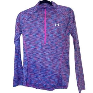 Under Armour Pink and Blue Multicolor Half-Zip Pullover Size Small Top